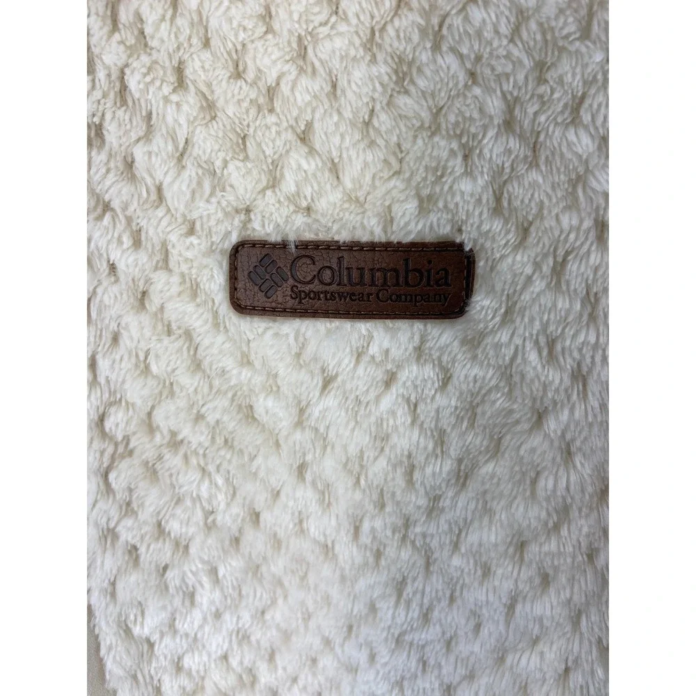 Columbia Jacket Womens Sz M Fire Side II Sherpa Fleece Full Zip Cream